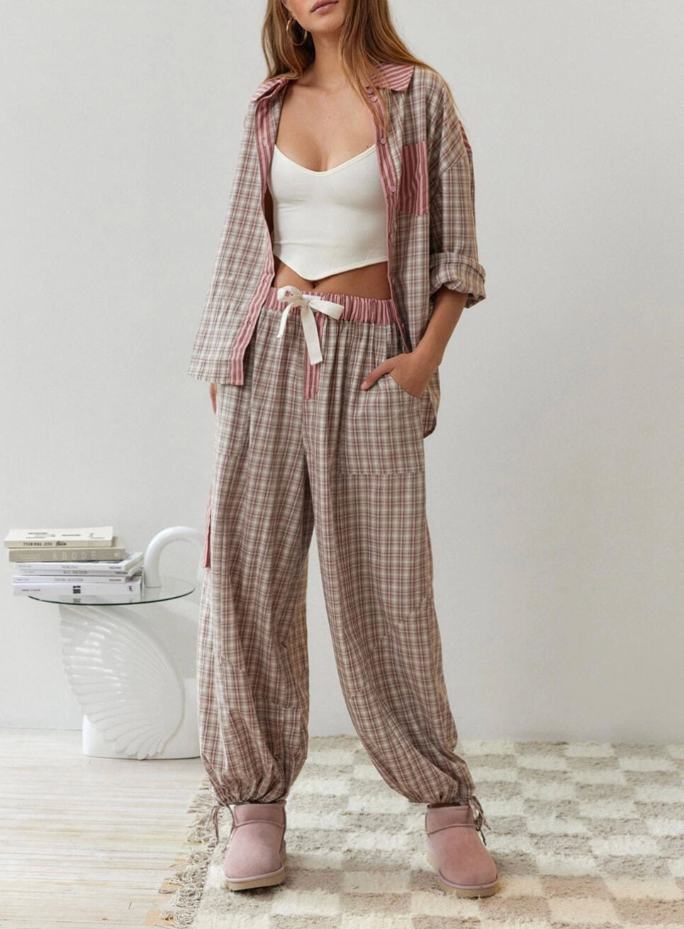Rosa Pyjama-Set Baggy